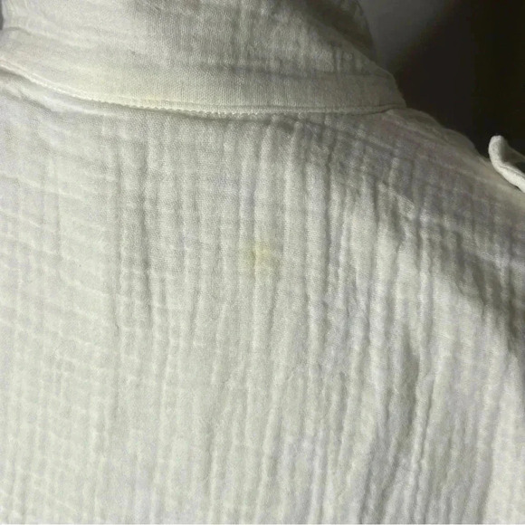 Rails Jacket Snap Women Medium Ivory Yellow Cropped Cinch Waist Organic Cotton - Picture 7 of 12